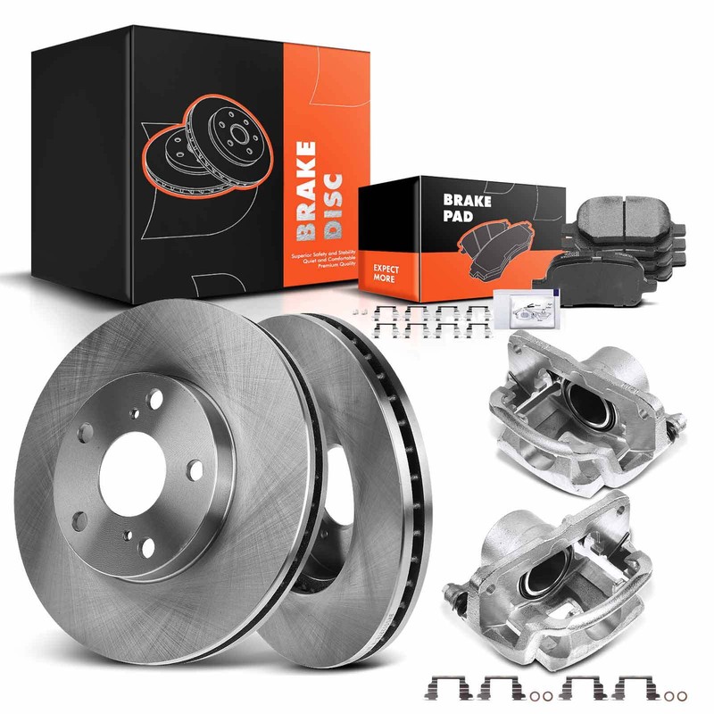 Disc Brake Rotor & Pad + Brake Caliper for Toyota Camry Avalon Lexus ES300 Front