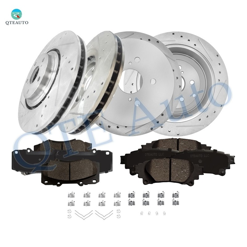 Front 328mm-Rear 309mm Drilled Brake Rotors-Brake Pad To 2010-2015 Lexus RX450h