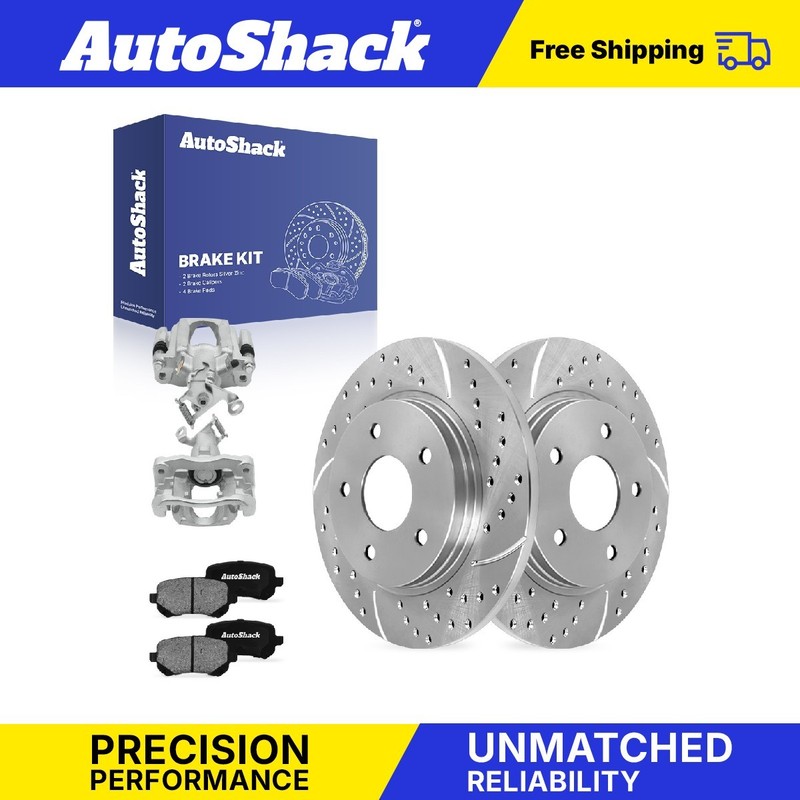 Rear Drilled Slotted Brake Rotors Pads Calipers for Dodge, Journey 2009-2012