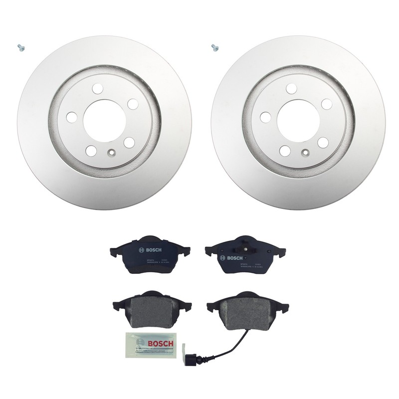 Hella Front Rotors Bosch QuietCast Semi-Met Disc Brake Pad Kit For VW Golf Jetta