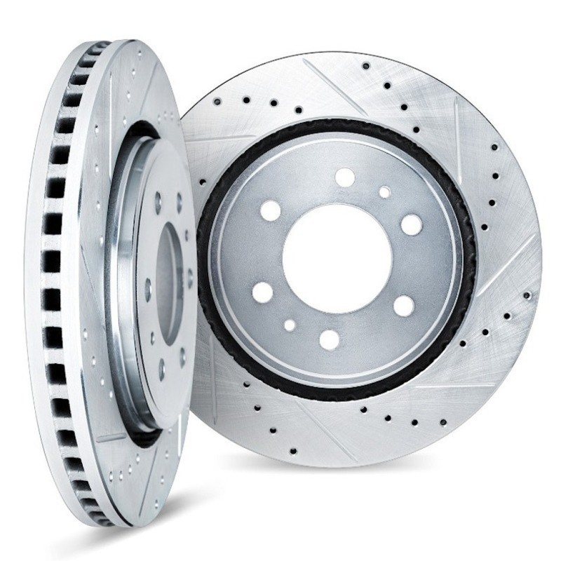 For Ford Bronco 2021-2023 Rotor Set | Silver | Drilled and Slotted Rotor Style gallery