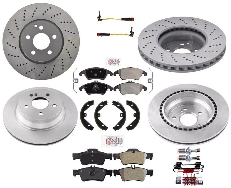 Front Rear 10 PCS Brake Kit Disc Rotors Pads Shoes For MB E350 w/ Sport Package