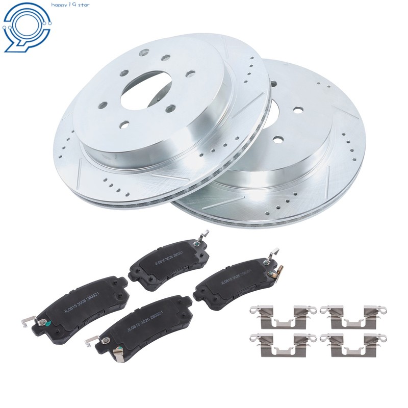 Rear Side Drilled Brake Rotors + Brake Pads For Infiniti Qx56 Qx80 Nissan Armada