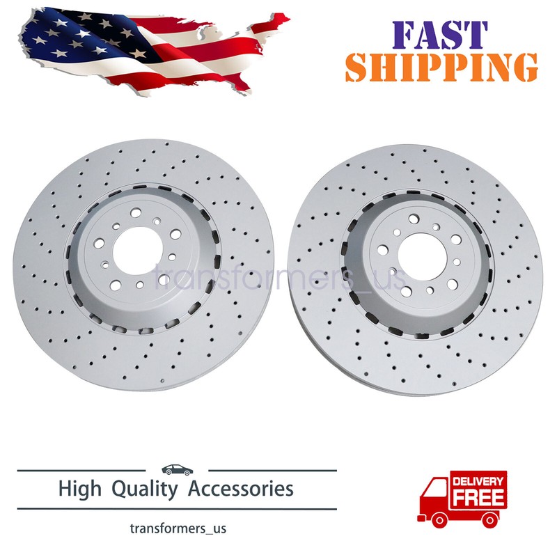 2× Front Vented & Drilled Disc Brake Rotors For BMW F10 F12 F13 M5 M6