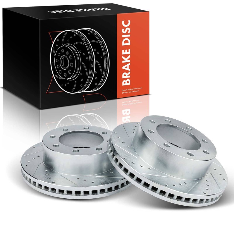 2Pcs Front LH & RH Side Drilled Brake Rotors for Ford F-250 350 450 Super Duty