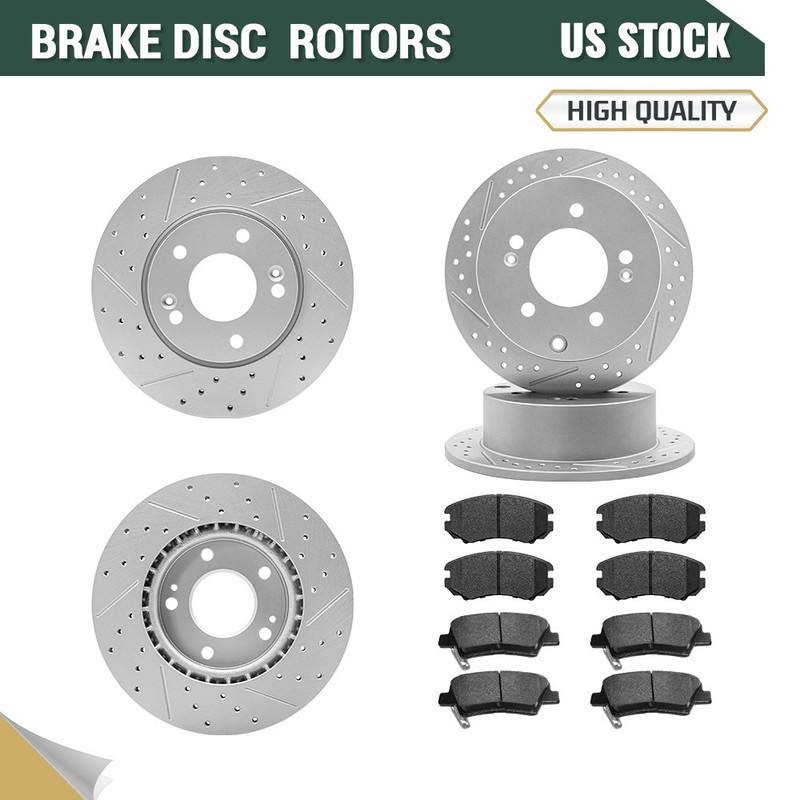 Front Rear Brake Rotors & Ceramic Pads Kit for 2010 2011 Kia Soul 2.0L