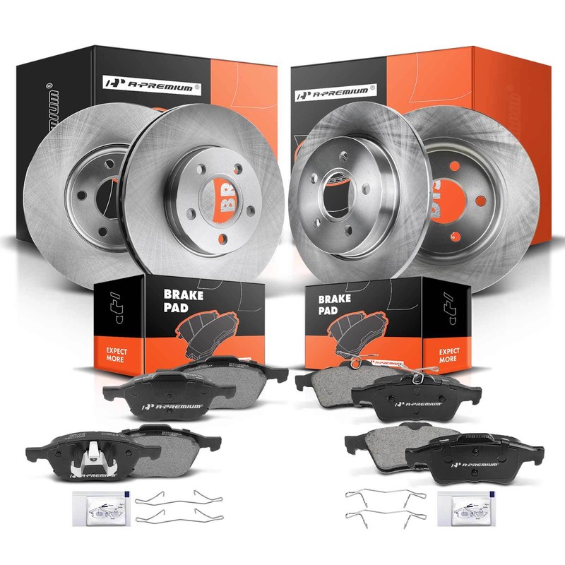 Front & Rear Brake Rotor & Ceramic Brake Pad for Ford Focus 2012-2018 L4 2.0L