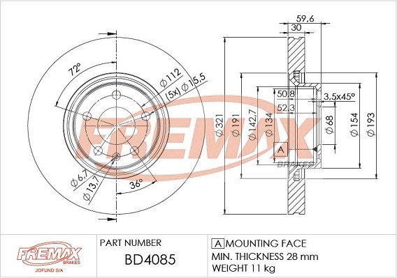 Remax BD-4085 Brake Disc for Audi