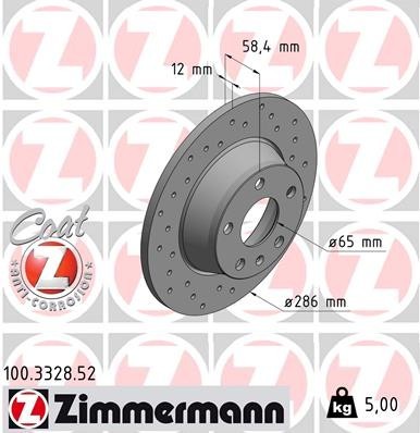 Zimmermann Rear Disc Brake Rotor for Audi TT Quattro, TT (100.3328.52)