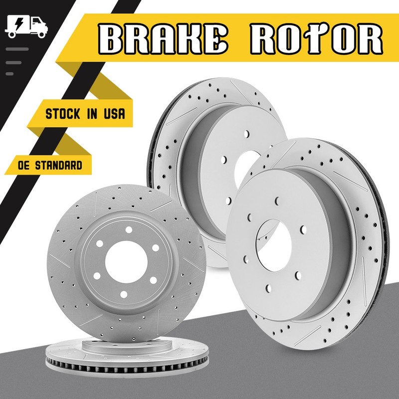 For 2017 - 2020 2021 2022 2023 Nissan Titan Front Rear Drilled Disc Brake Rotors