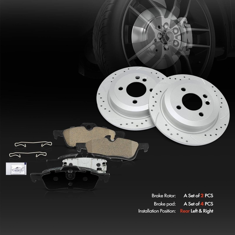 Rear Drilled Brake Rotor & Ceramic Brake Pad for Mini R50/ R52/ R53 Cooper 02-06 gallery
