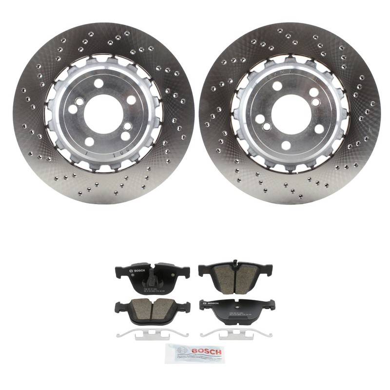 SHW Rear Rotors Bosch Quietcast Ceramic Disc Brake Pad Kit For F85 X5 F86 X6