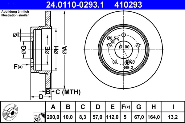 ATE 24.0110-0293.1 Brake Disc for Mercedes-Benz