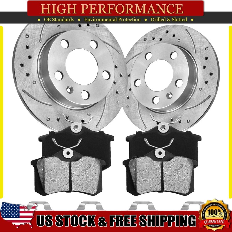 Rear Brake Rotors Ceramic Pads Kit for Volkswagen Jetta Golf City Beetle Audi TT