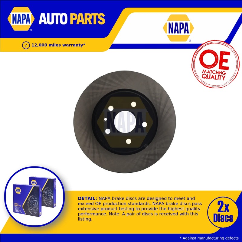 2x Brake Discs Pair Vented fits SAAB 9-5 YS3G 2.0D Rear 10 to 12 315mm Set NAPA