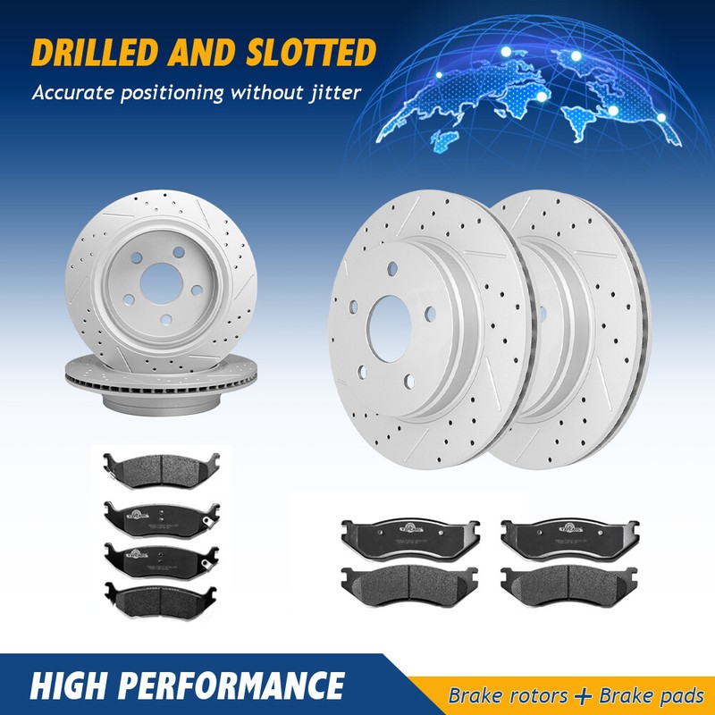 Front & Rear Brake Rotors & Pads For Dodge Ram 1500 Durango 07-09 Chrysler Aspen