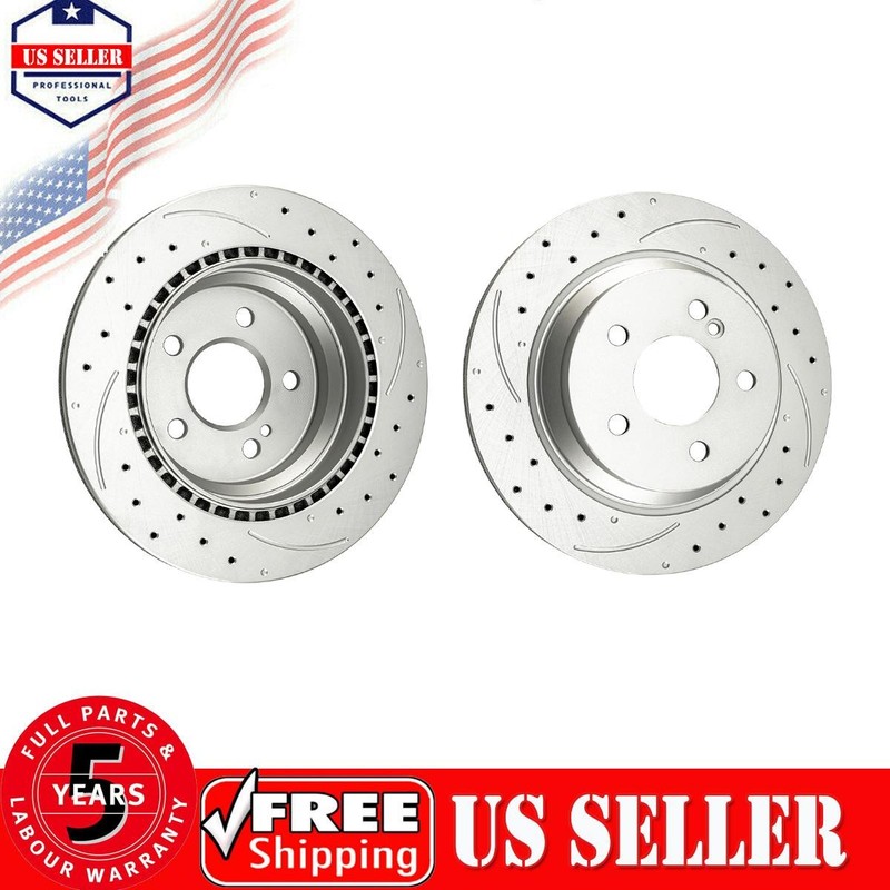 Fits Mercedes-Benz GLK350 E350 Rear Drilled & Slotted Zinc Plated Brake Rotors