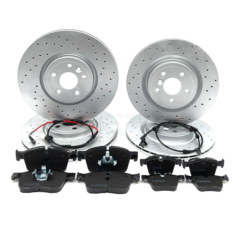 FOR JAGUAR F PACE 2.0 R SPORT DRILLED FRONT REAR BRAKE DISCS PADS WEAR SENSORS