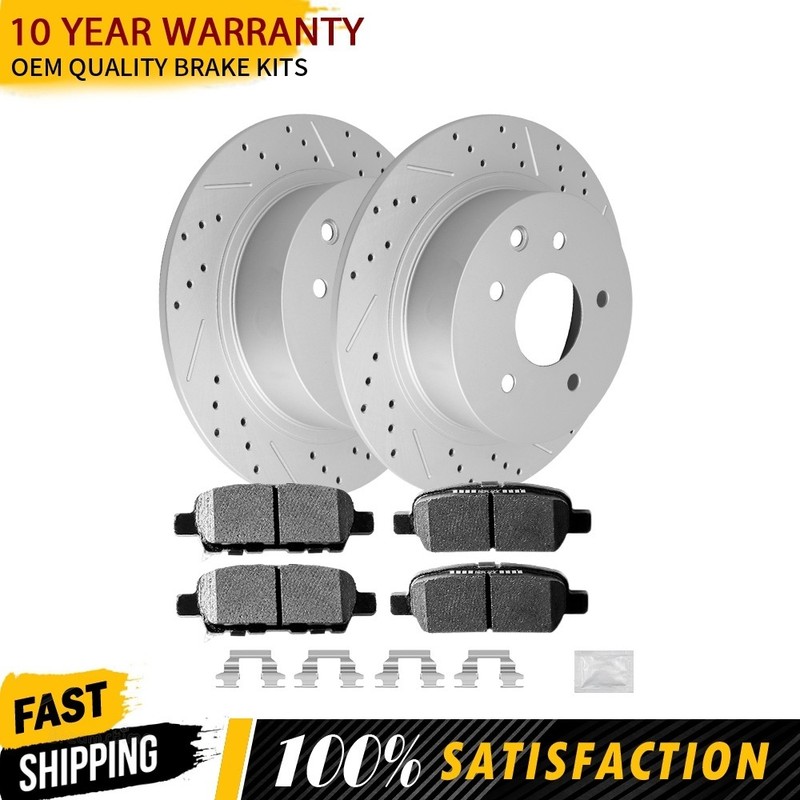 For 2007-2018 2019 Sentra Juke Altima Maxima Rear Drilled Disc Rotors Brake Pads