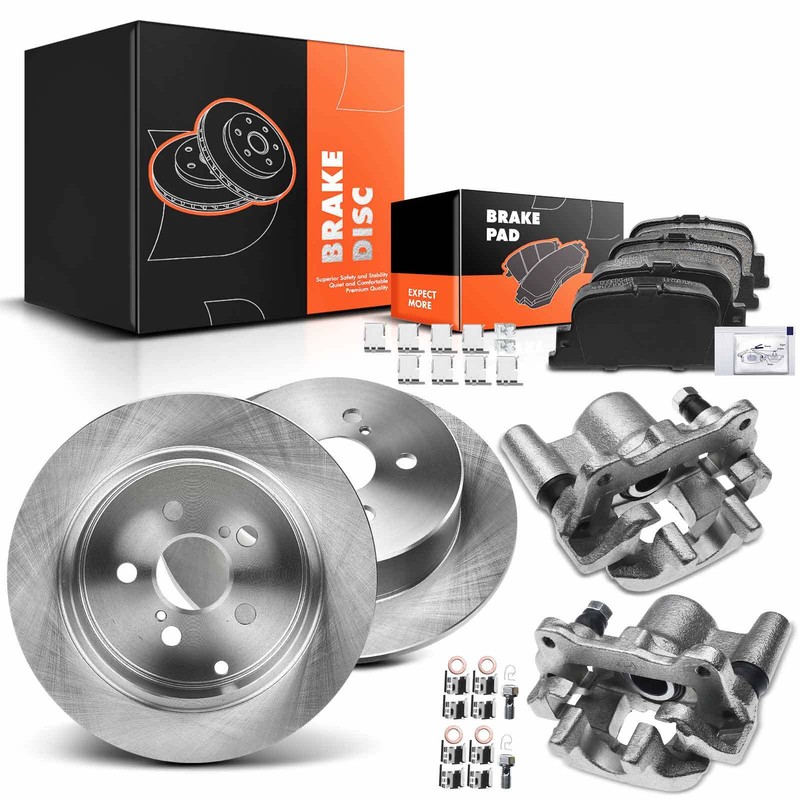 Rear LH & RH Disc Brake Rotors & Ceramic Pads + Calipers for Scion tC 2005-2010