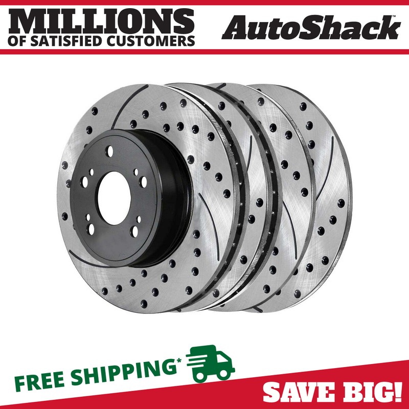 Front & Rear Drilled Slotted Brake Rotors Black Set of 4 for 2002-2006 Acura RSX