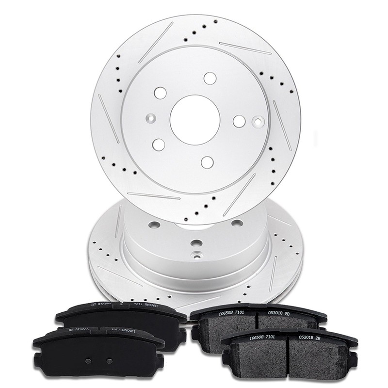 For 2010-2017 GMC Terrain Drilled Rear Brake Rotors Discs + Ceramic Pads 303mm