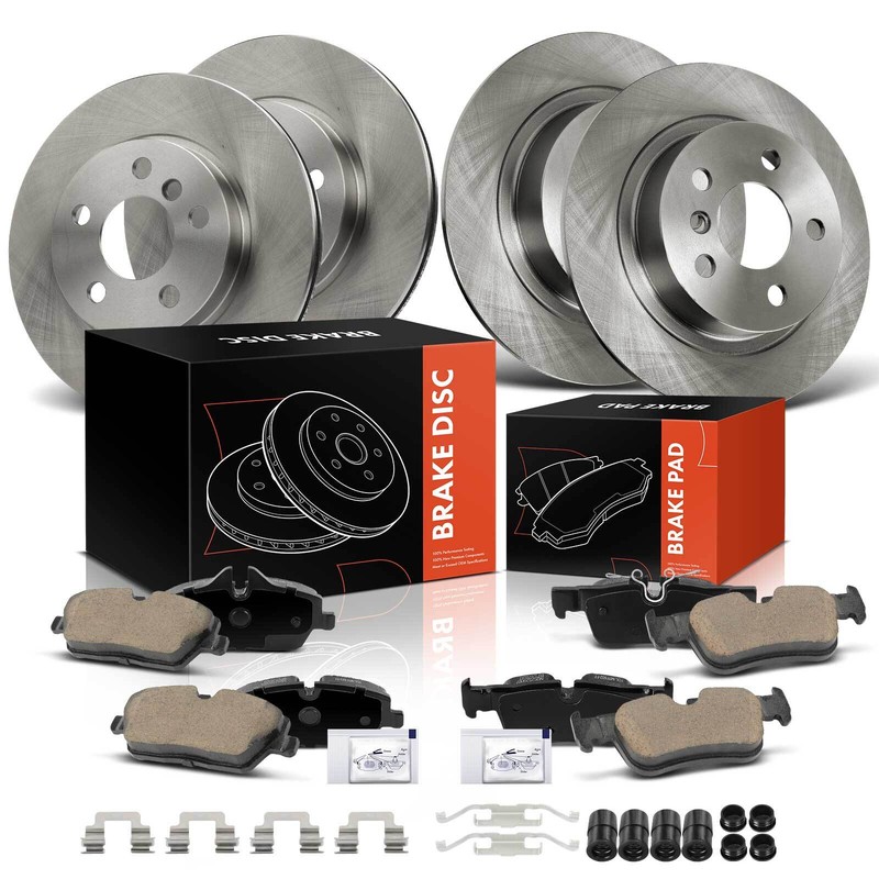 Front & Rear Side Disc Rotors & Ceramic Brake Pads for BMW I01 i3 2014 2015 2016