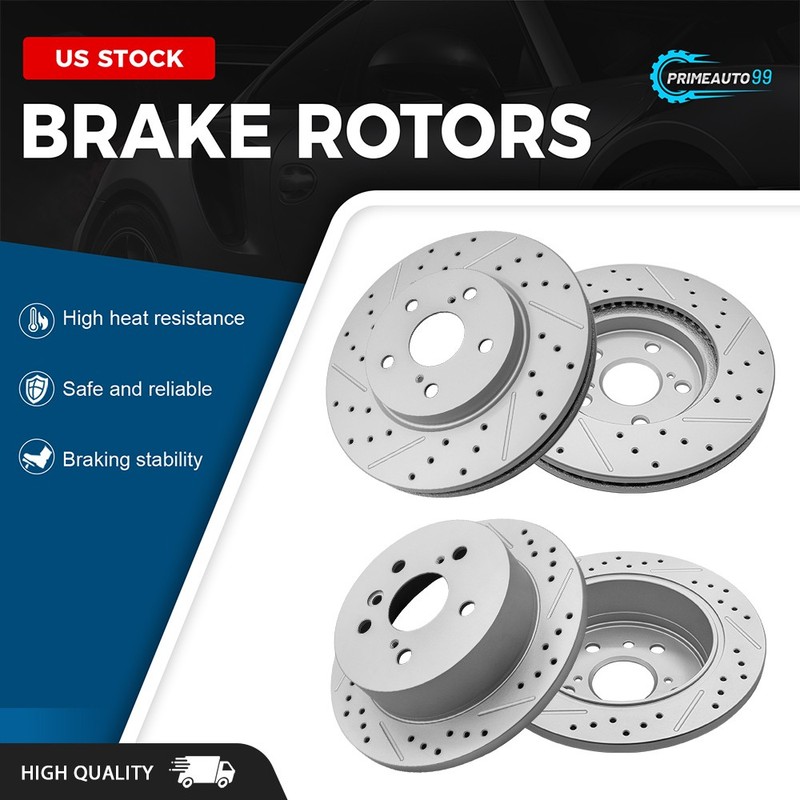 296mm Front & 269mm Rear Drilled Disc Rotors Kits for Toyota Camry Avalon Solara