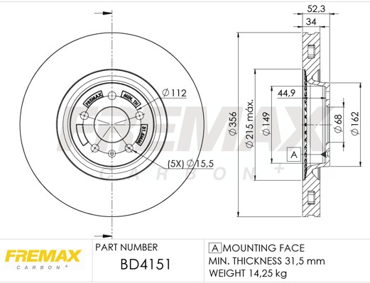Remax BD-4151 Brake Disc for Audi