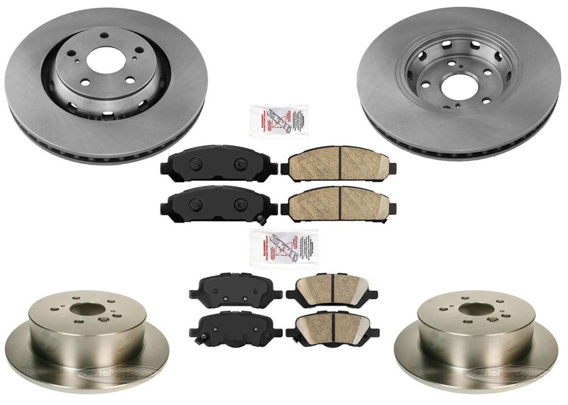 Front & Rear Bake Rotors with Ceramic Brake Pads for Toyota Venza 2009-2016