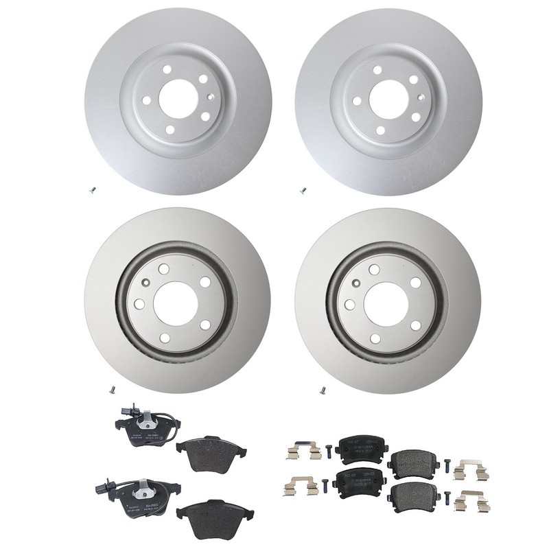 Hella Front & Rear Rotor Low-Met Disc Brake Pad Kit for Audi S4 4.2 V8 2004-2009