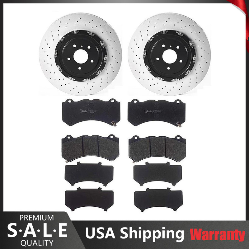For Nissan GT-R Brembo Front Brake Kit Drilled Floating Disc Rotors Low-Met Pads