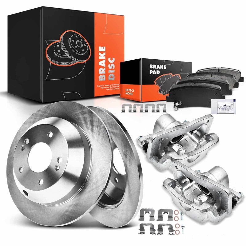 Rear Disc Brake Rotor & Pads + Caliper for Hyundai Santa Fe 10-16 Kia Sorento