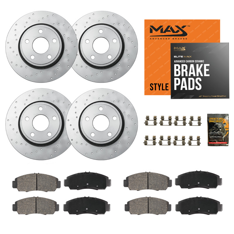 Front & Rear Drilled Geomet Rotors + Pads for 2011-2014 Ford Edge Lincoln MKX