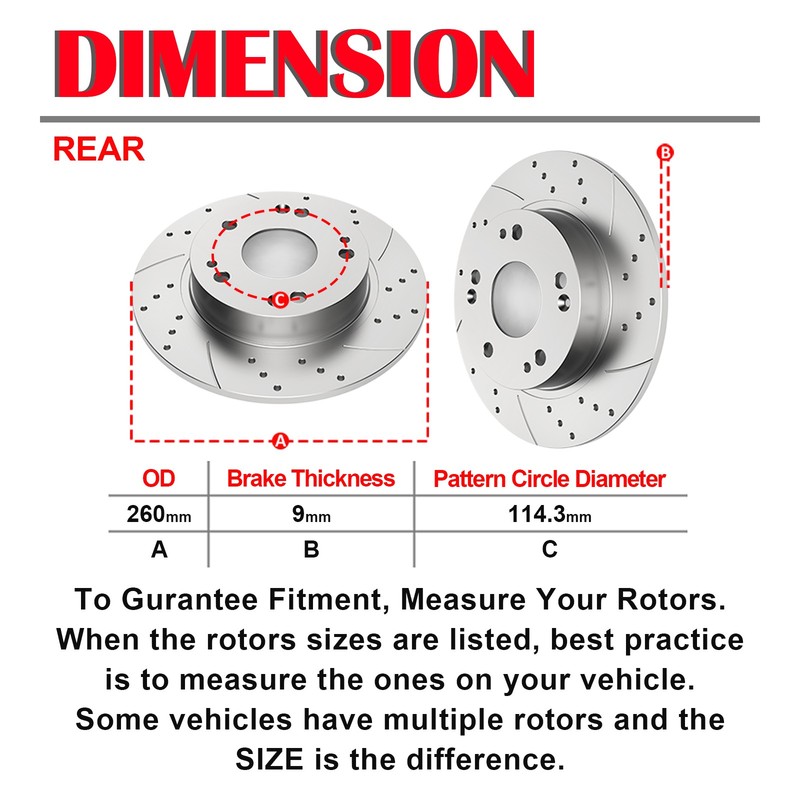 260mm Rear Discs Brake Rotors Brake Pads for 06 07-15 Honda Civic Acura ILX CSX gallery