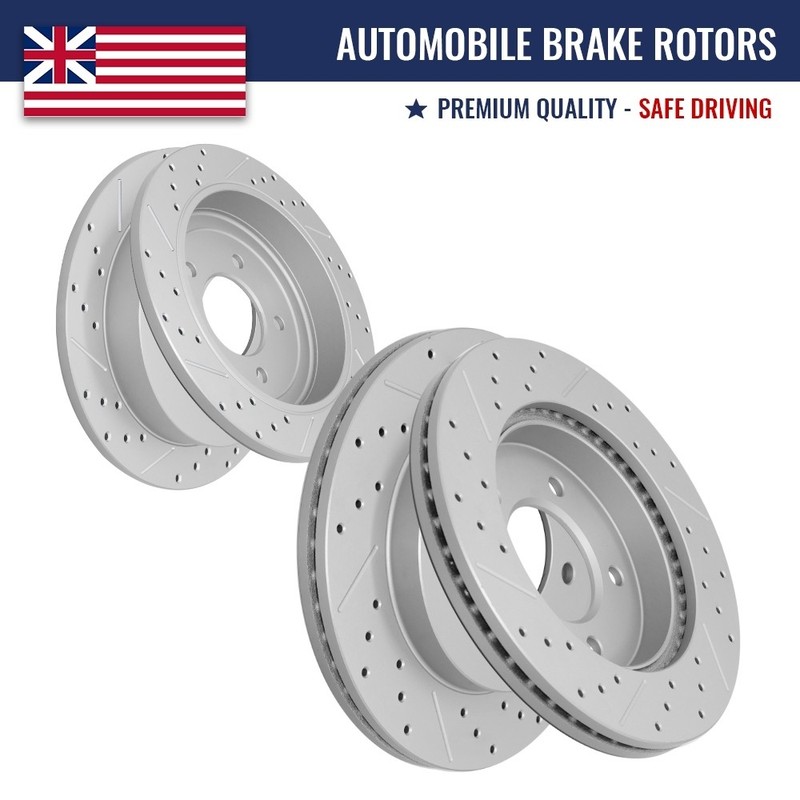 Front Rear Drilled Brake Rotors for 1999 – 2003 Ford F-150 Lobo 5-Lug