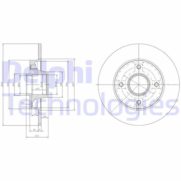 Delphi BG9021RS Single Rear Plain Brake Disc for Citroen C4 Peugeot 207 307 NEW gallery
