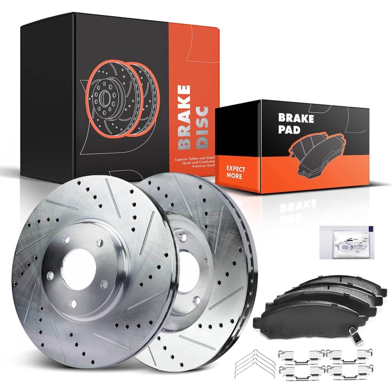 Drilled Brake Rotors & Brake Pads for Nissan Frontier Pathfinder Suzuki Front