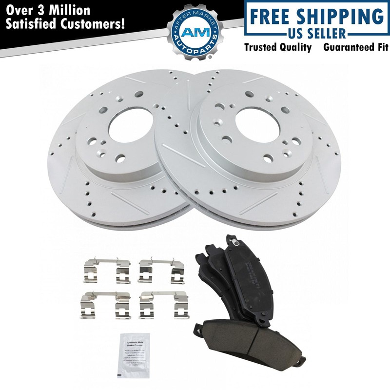 Front Drilled Brake Rotors & Ceramic Pads Kit Set For 05-07 Chevrolet Silverado