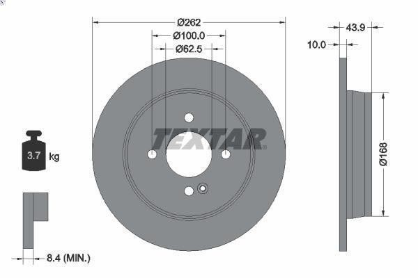 1X Brake Disc Textar 92242203 for Kia Stonic (YB) 1.2 2021-2025