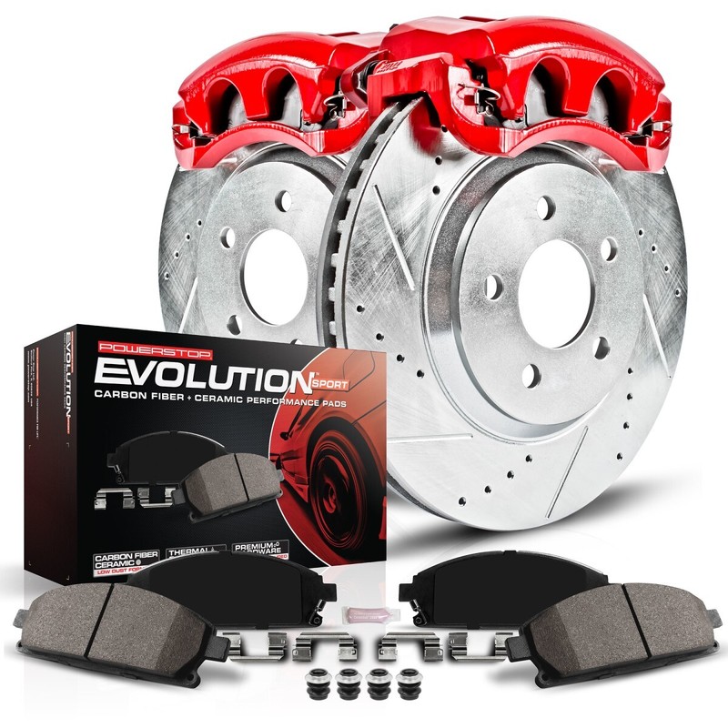 KC1301 Powerstop Brake Disc and Caliper Kits 2-Wheel Set Front for Ford Mustang