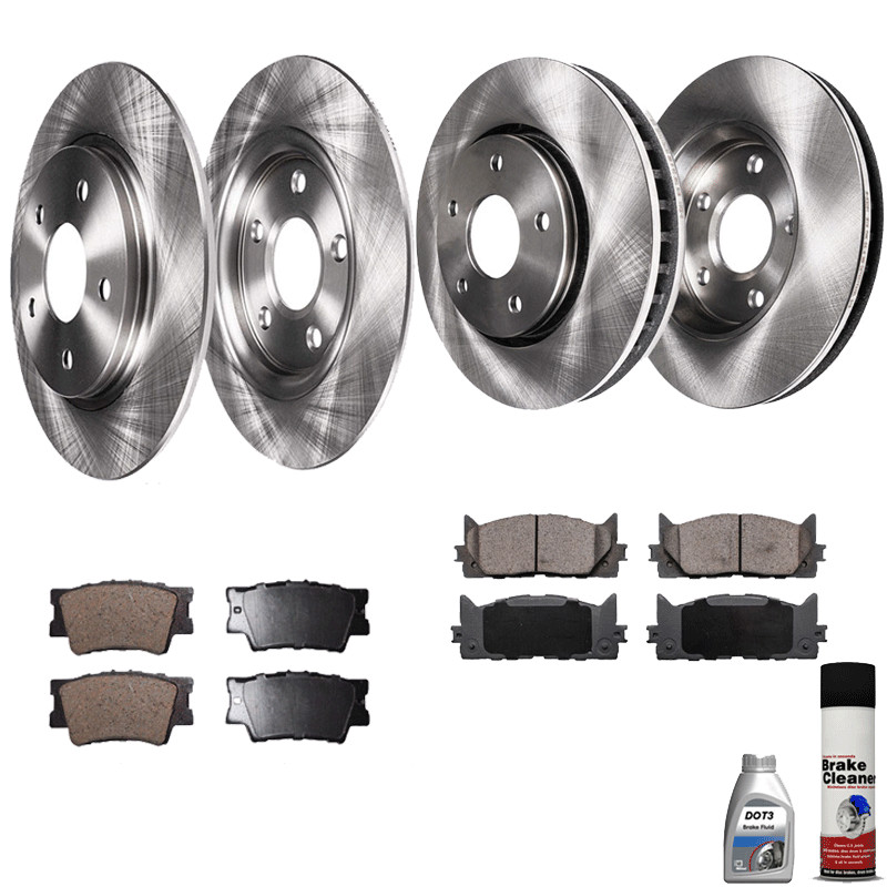 Front and Rear Brake Rotors Brake Pads For Chevy Impala with Brake Fluid NJ E3