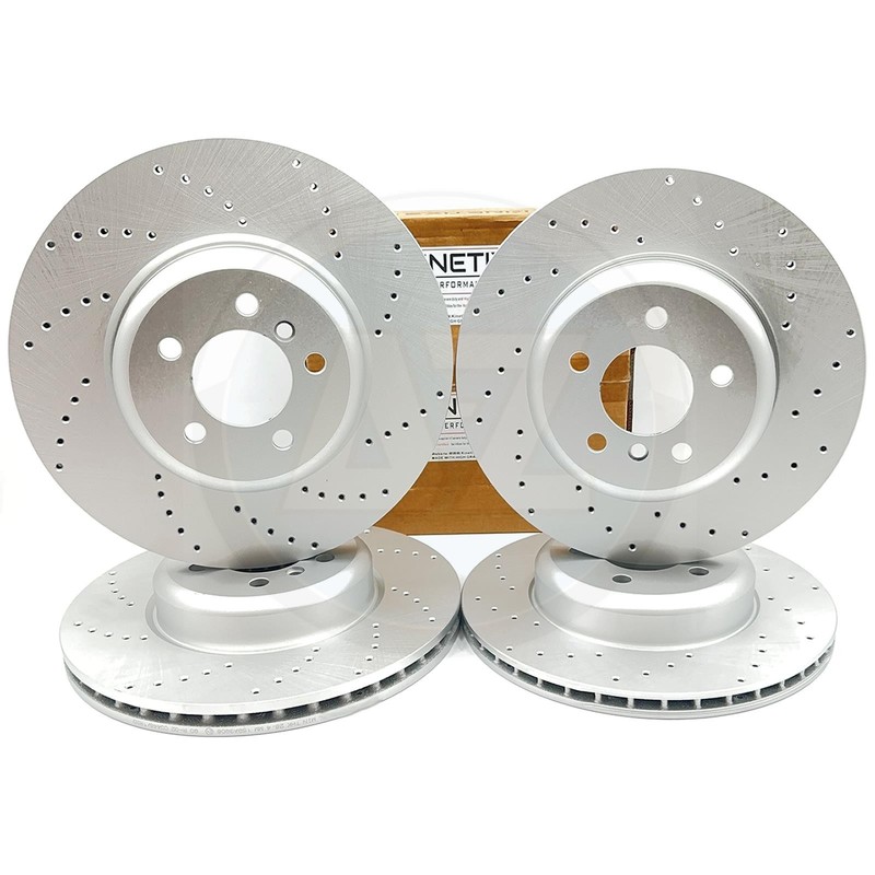 FOR BMW 330d 430d DRILLED FRONT REAR BRAKE DISCS TEXTAR PADS SENSORS 370mm 345mm gallery