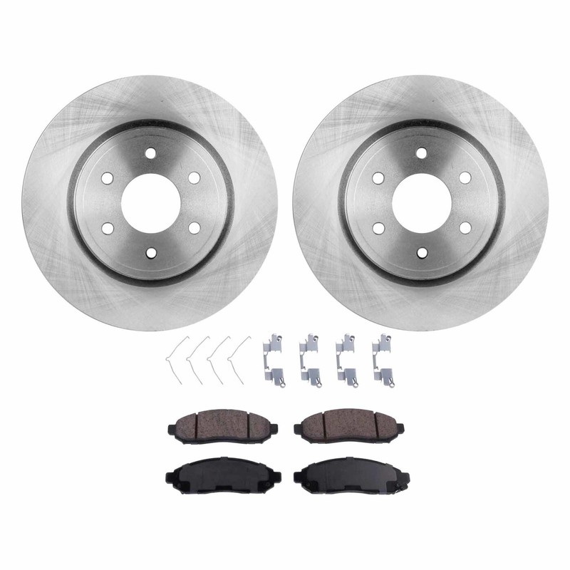 Front Brake Disc and Pad Kit For 2005-2020 Nissan Frontier Plain Surface Ceramic