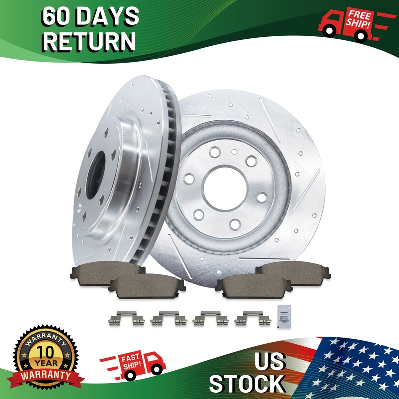 13.58″ REAR Drilled Disc Rotors Brake Pads for Chevy GMC Silverado Sierra 1500