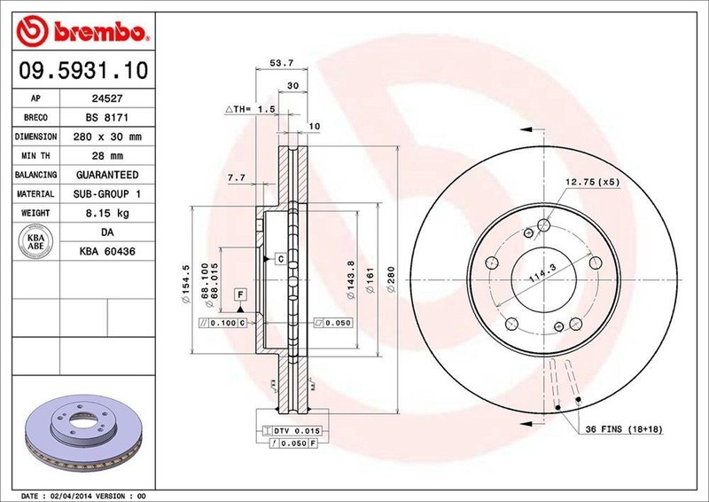 Front Rotor Fits 1990-1996 Nissan 300ZX 09.5931.10