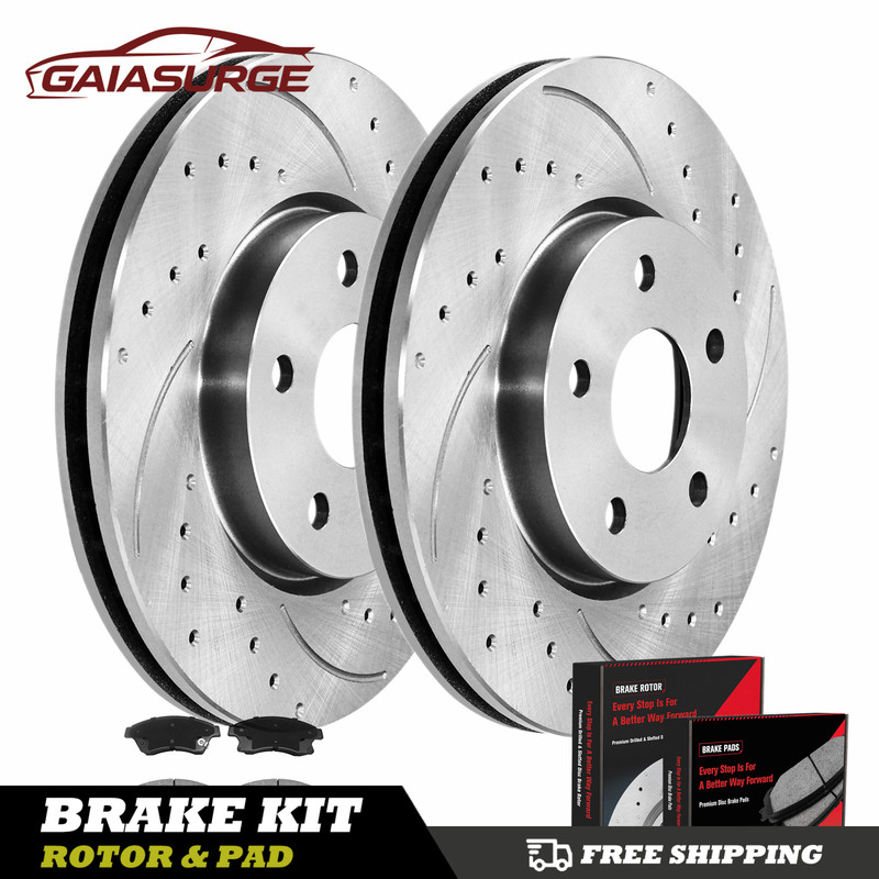 Front Drilled Rotors Ceramic Brake Pads for 2011 2012 2013 2014 2015 Chevy Cruze