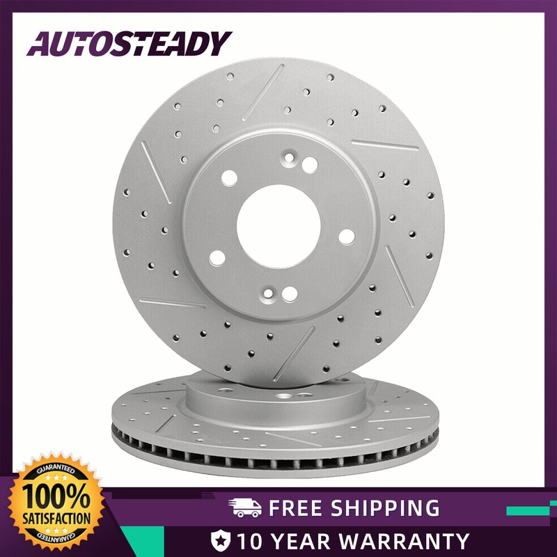 Front Drilled Disc Brake Rotors for Hyundai Elantra Kona Veloster Kia Forte Koup