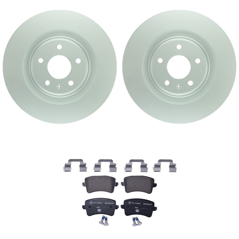 Bosch QuietCast Rear Rotors Hella Low-Met Disc Brake Pad Kit For Audi Q5 S5 SQ5
