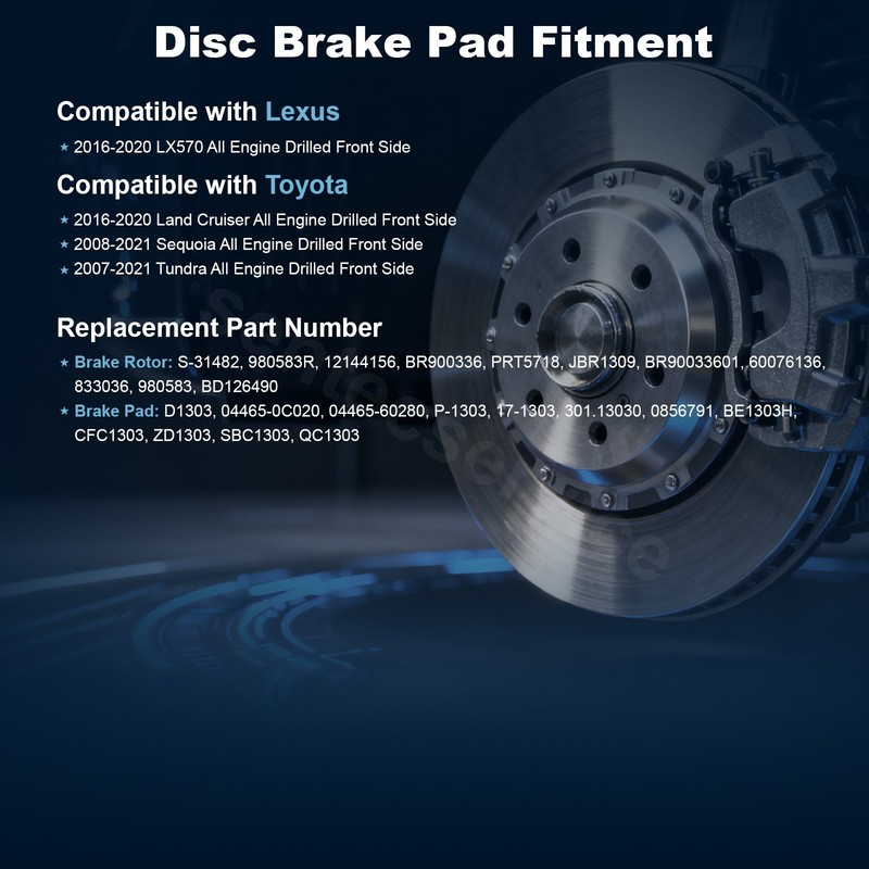 Front Brake Rotor & Brake Pad for 2016-2020 Toyota Sequoia 2016-2020 Lexus LX570 gallery